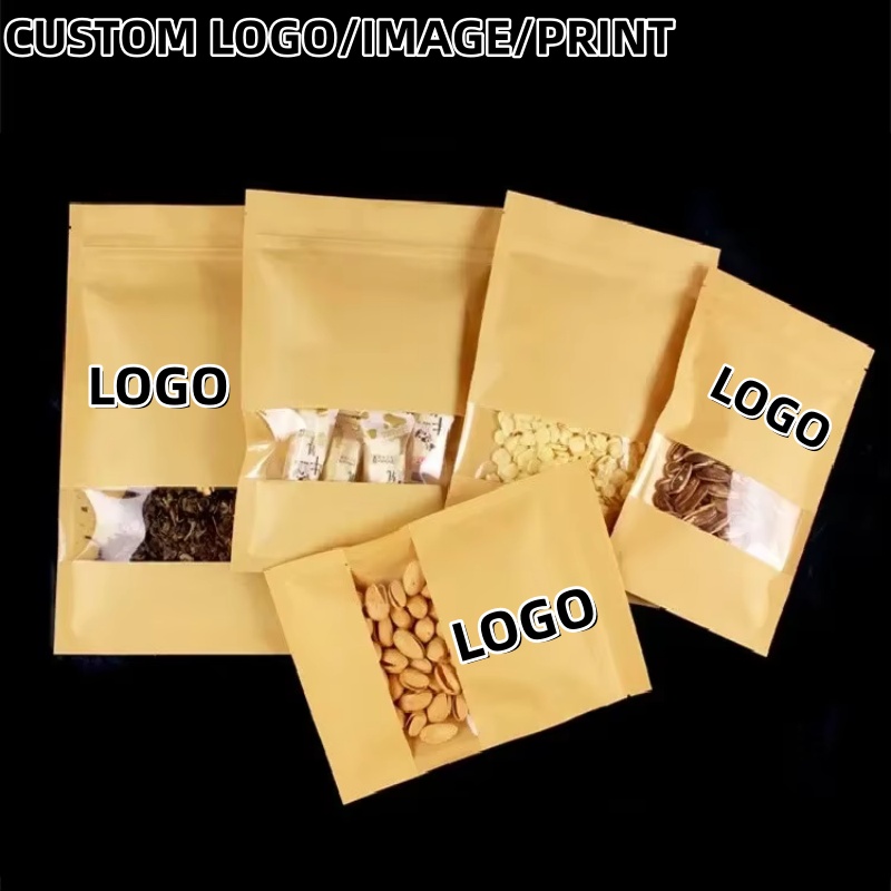 Food Snacks Logos - أكياس ورقية كرافت ذات قاع مسطح